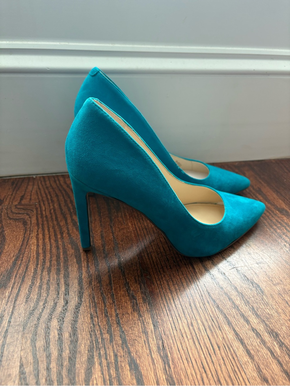 Nine West Teal Suede Pointed Pumps - Picture 3 of 6